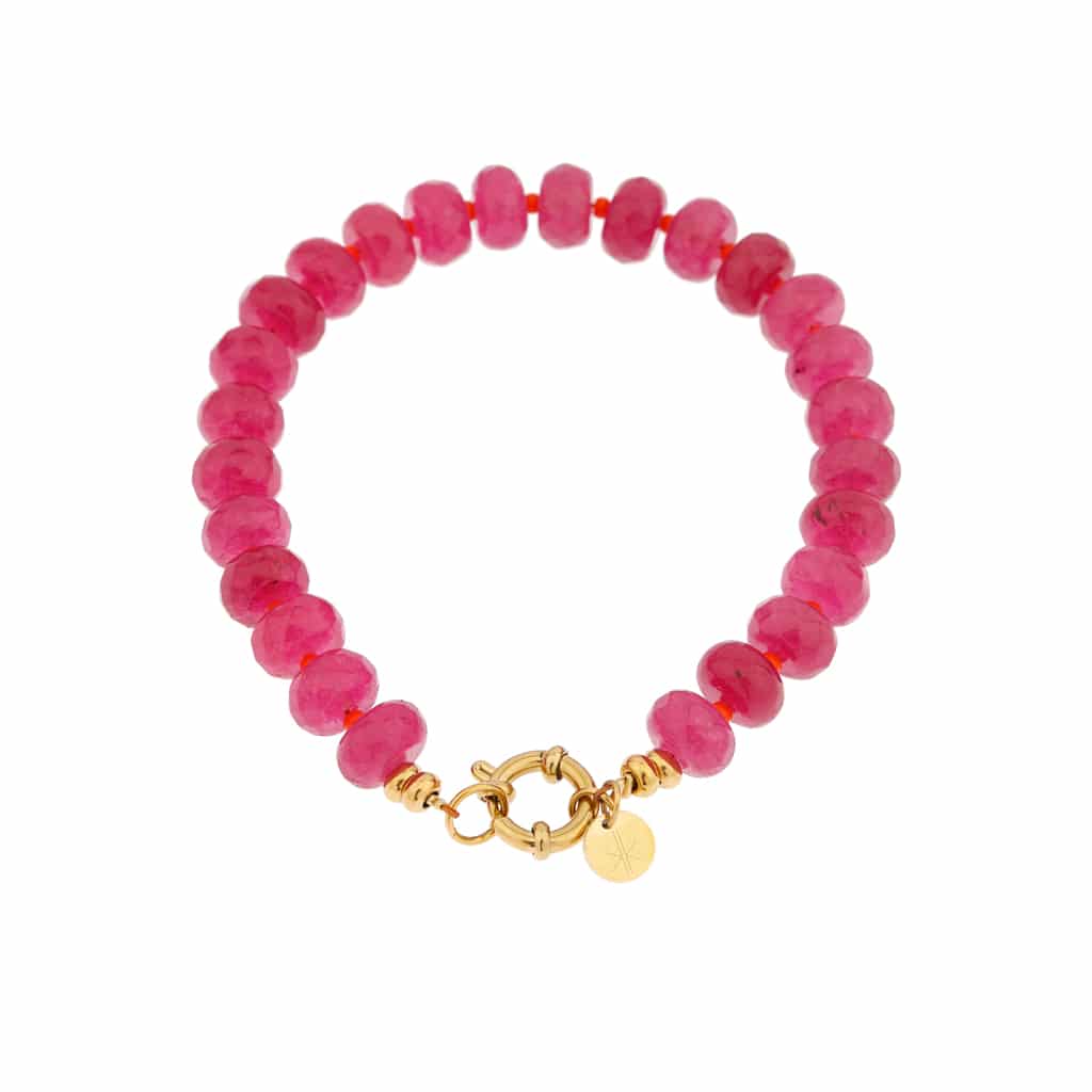 Magenta jade bracelet gold