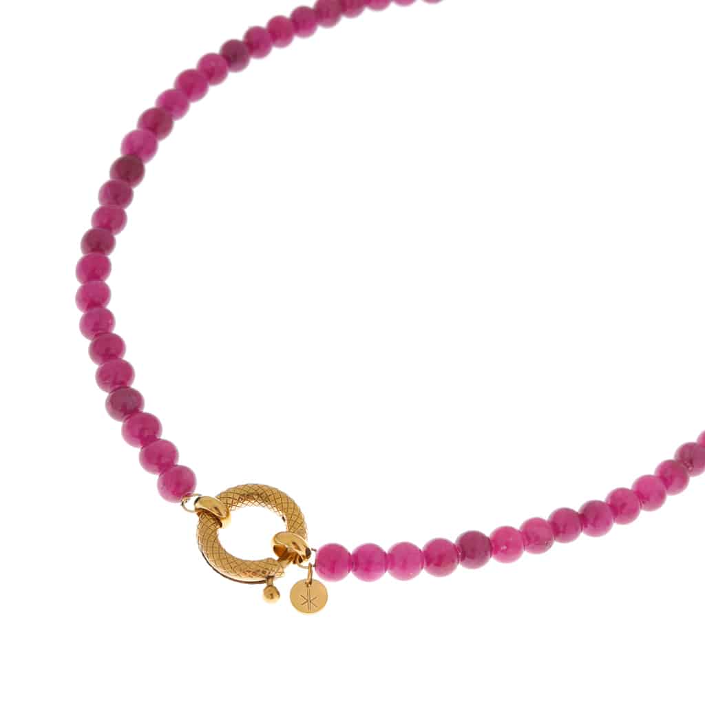 Magenta snake necklace gold