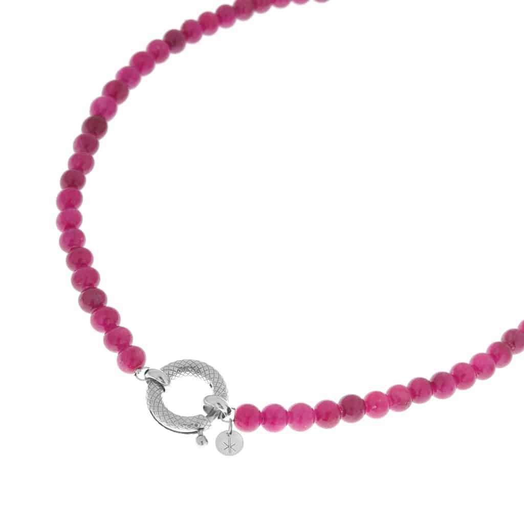 Magenta snake necklace silver