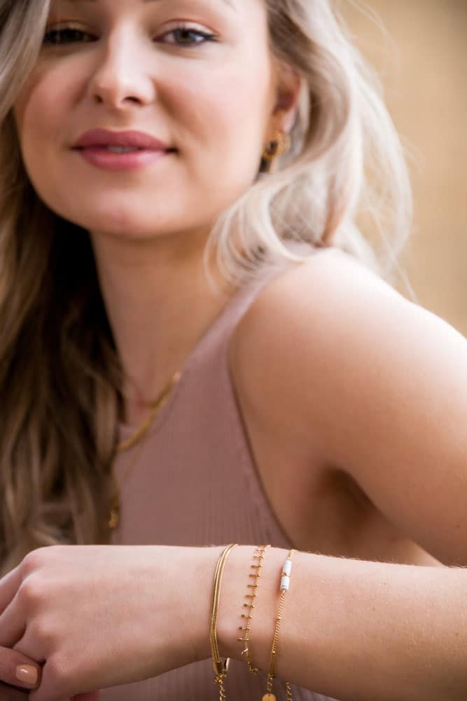 Marble tube bracelet gold