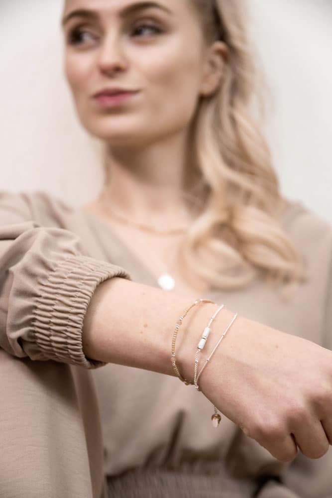 Marble tube bracelet silver