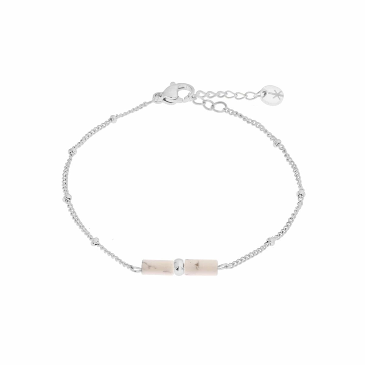 Marble tube bracelet silver