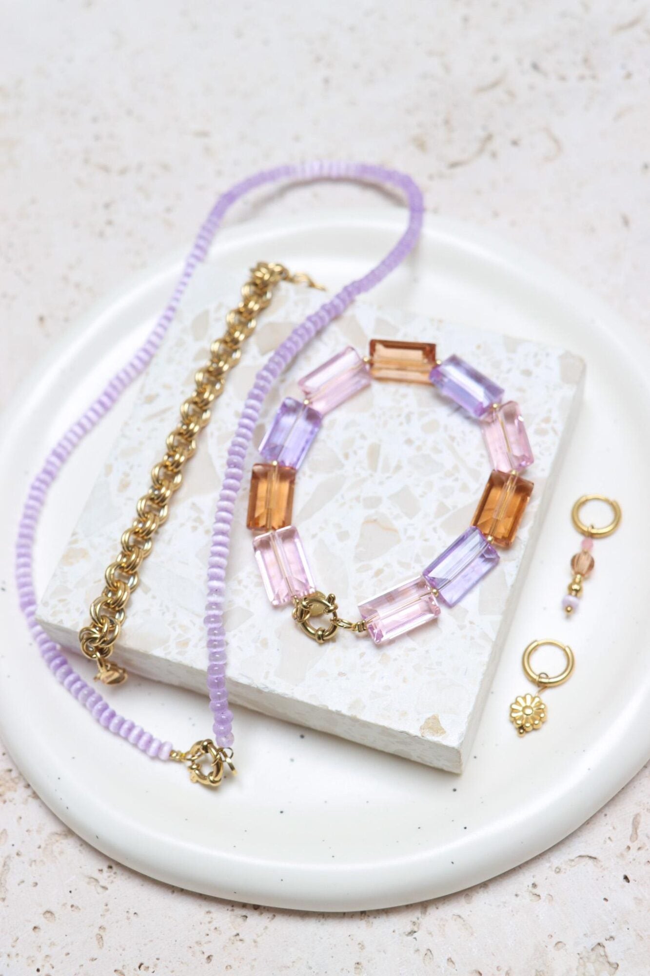 Mini purple necklace gold