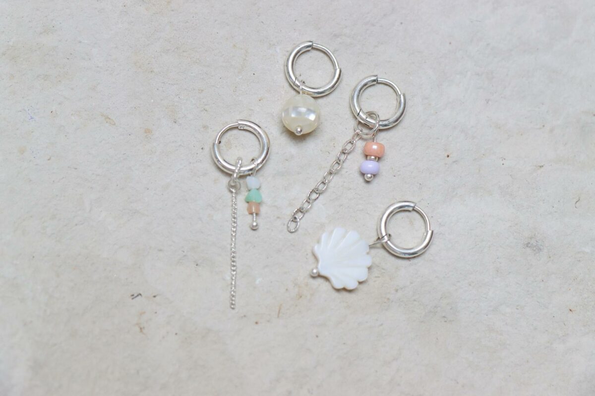 Mother of pearls hoop silver