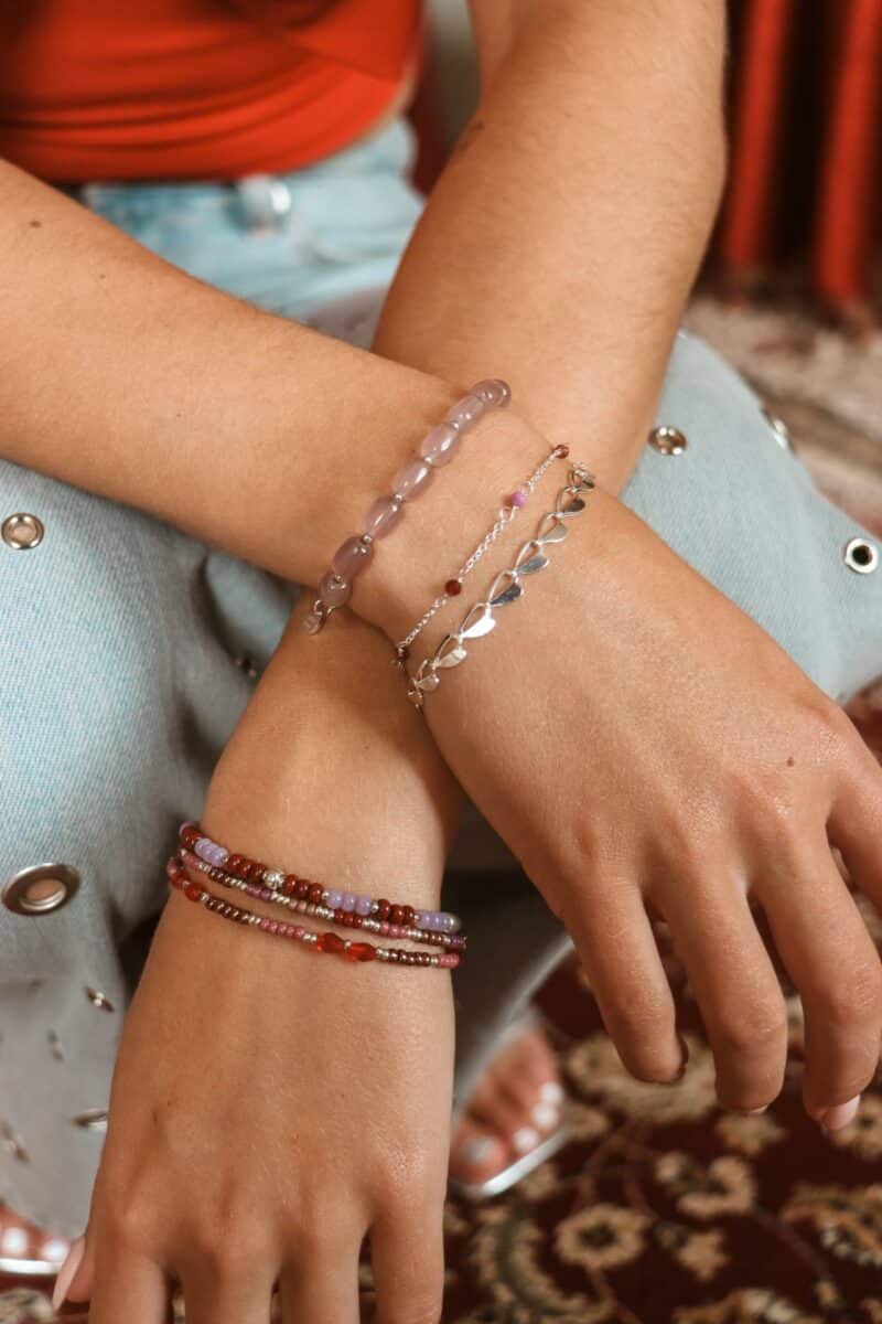 Mushroom beads bracelet silver