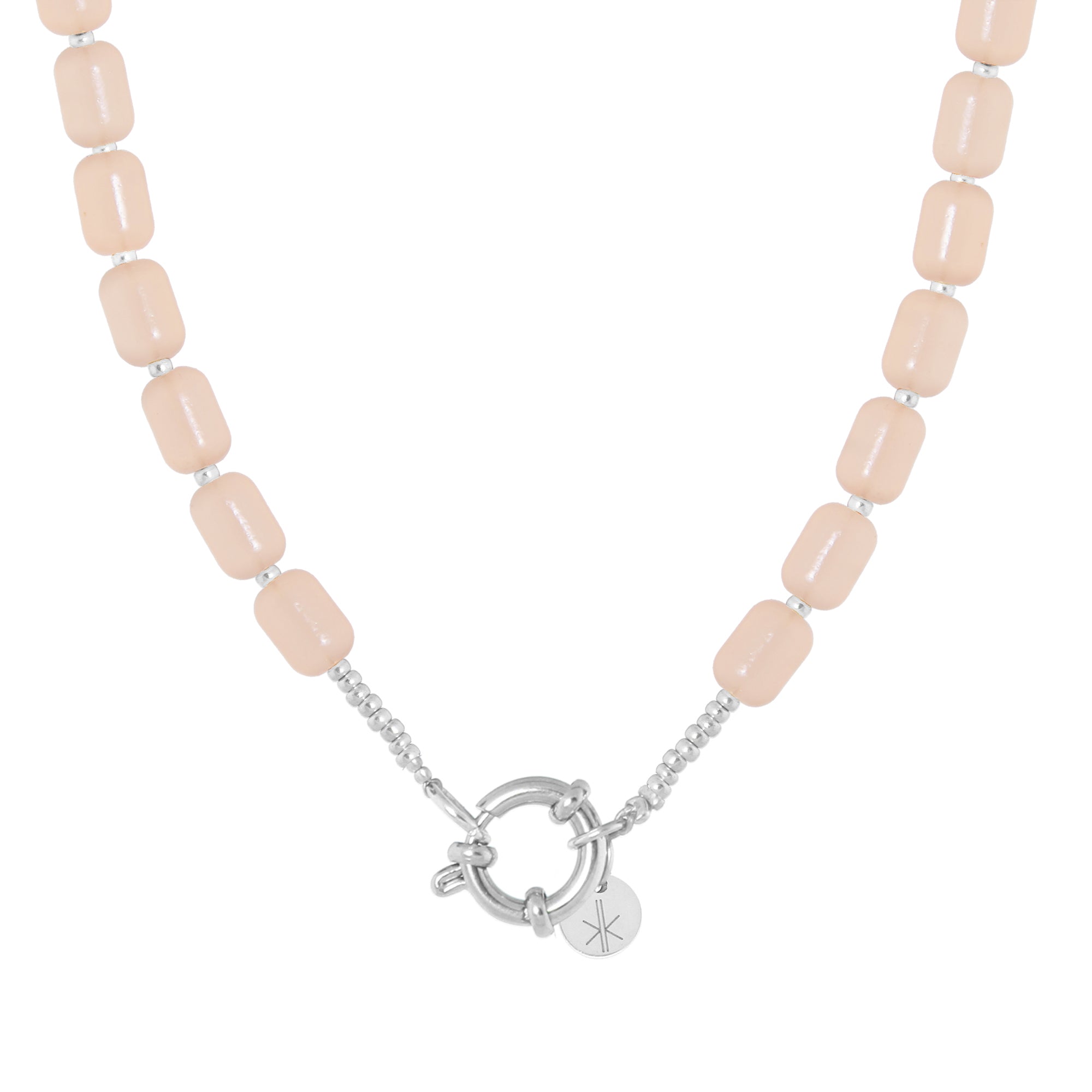 Natural beads necklace silver