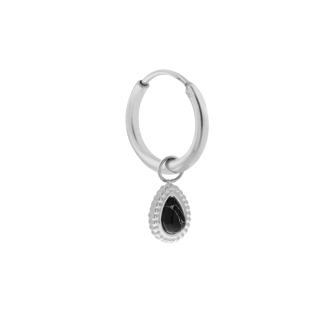 Noir hoop silver