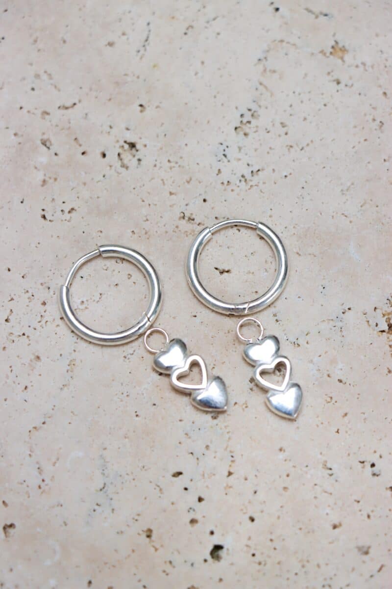 Open heart hoop silver