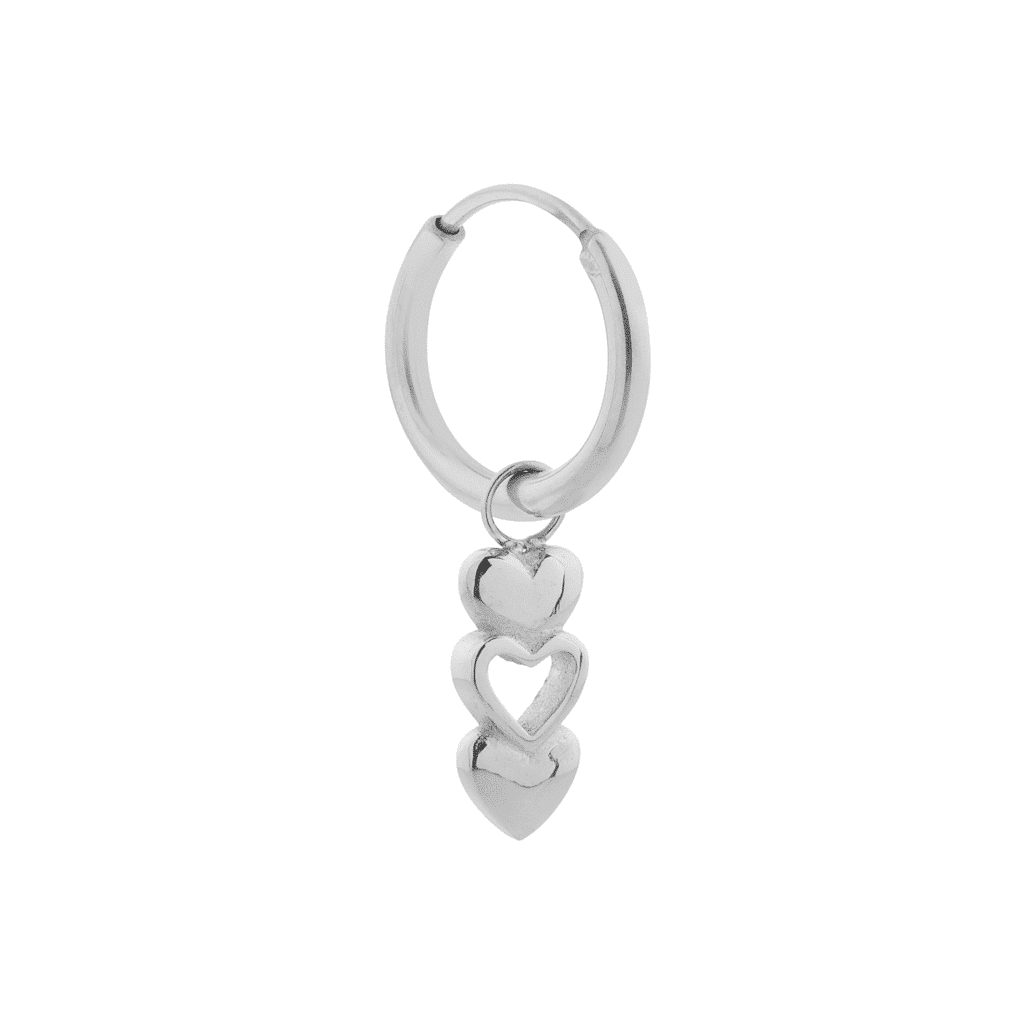 Open heart hoop silver