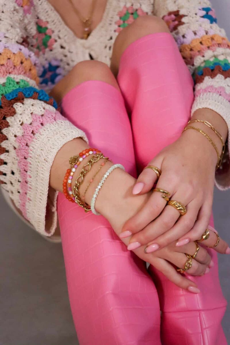 Orange beads bracelet gold
