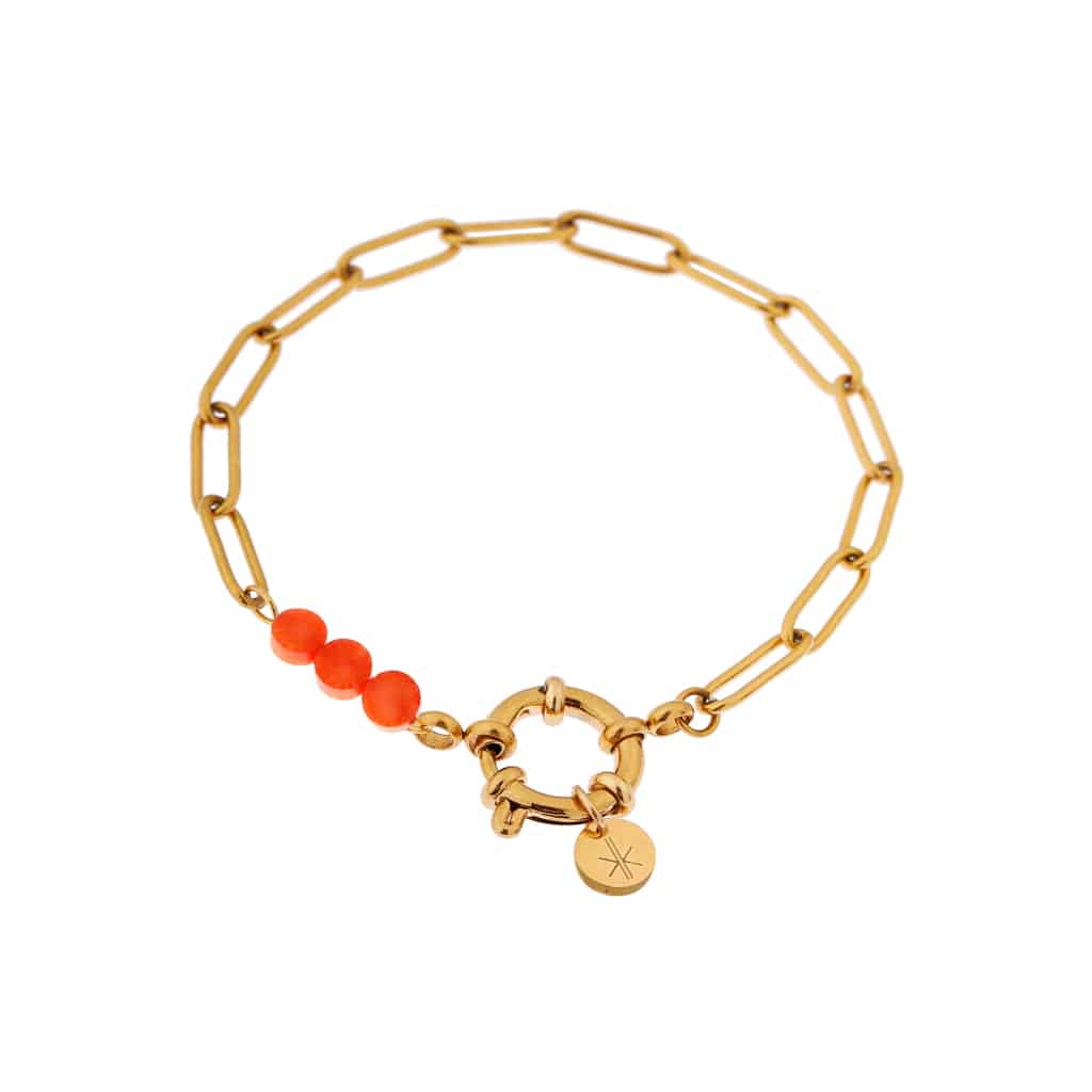 Orange dot bracelet gold