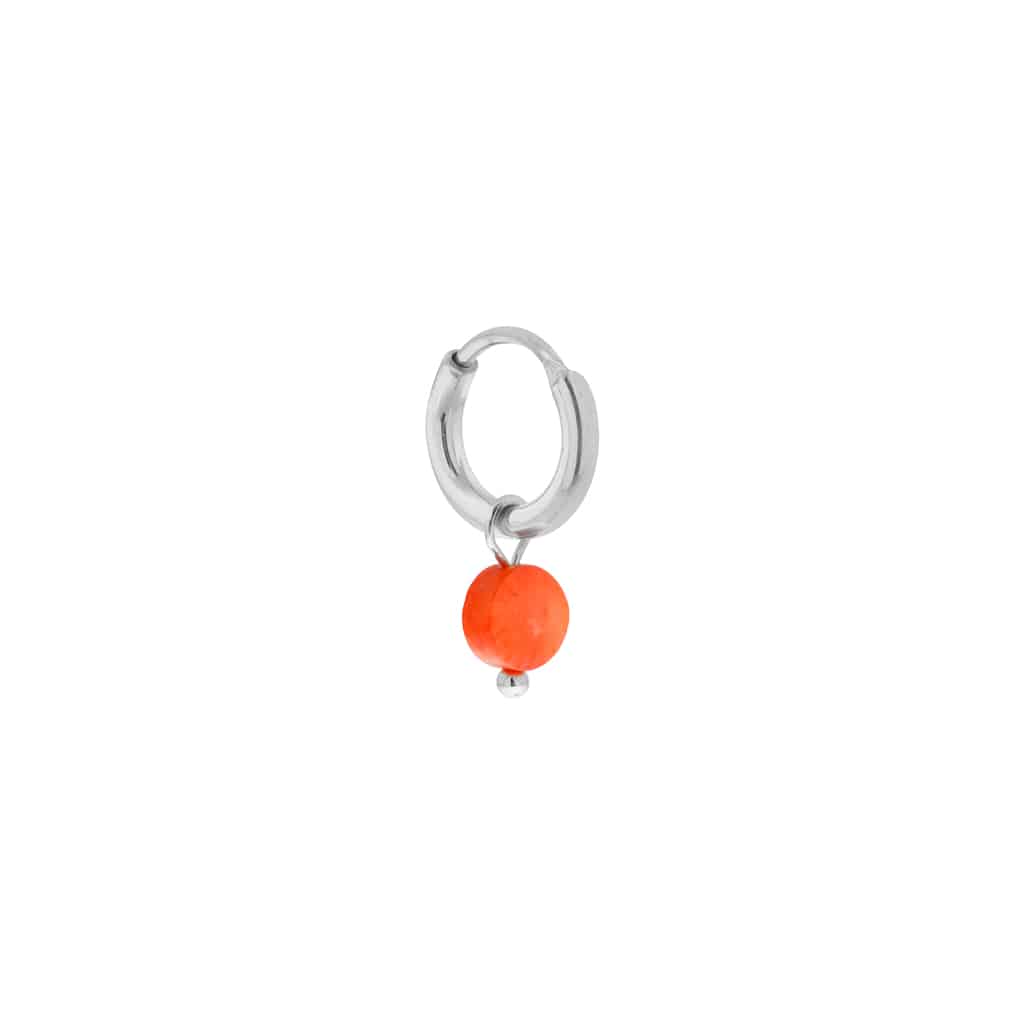 Orange dot hoop silver