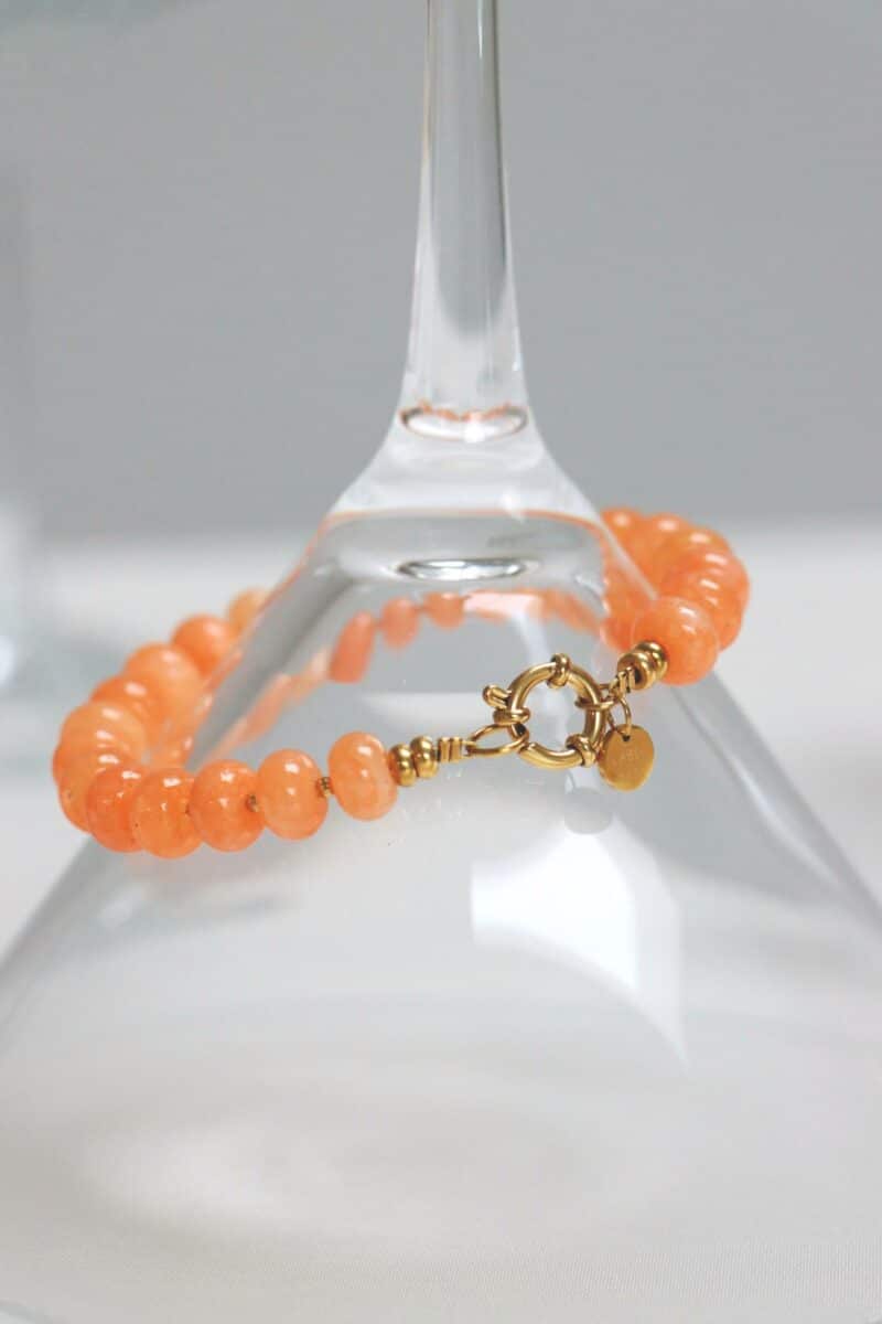 Orange jade bracelet gold