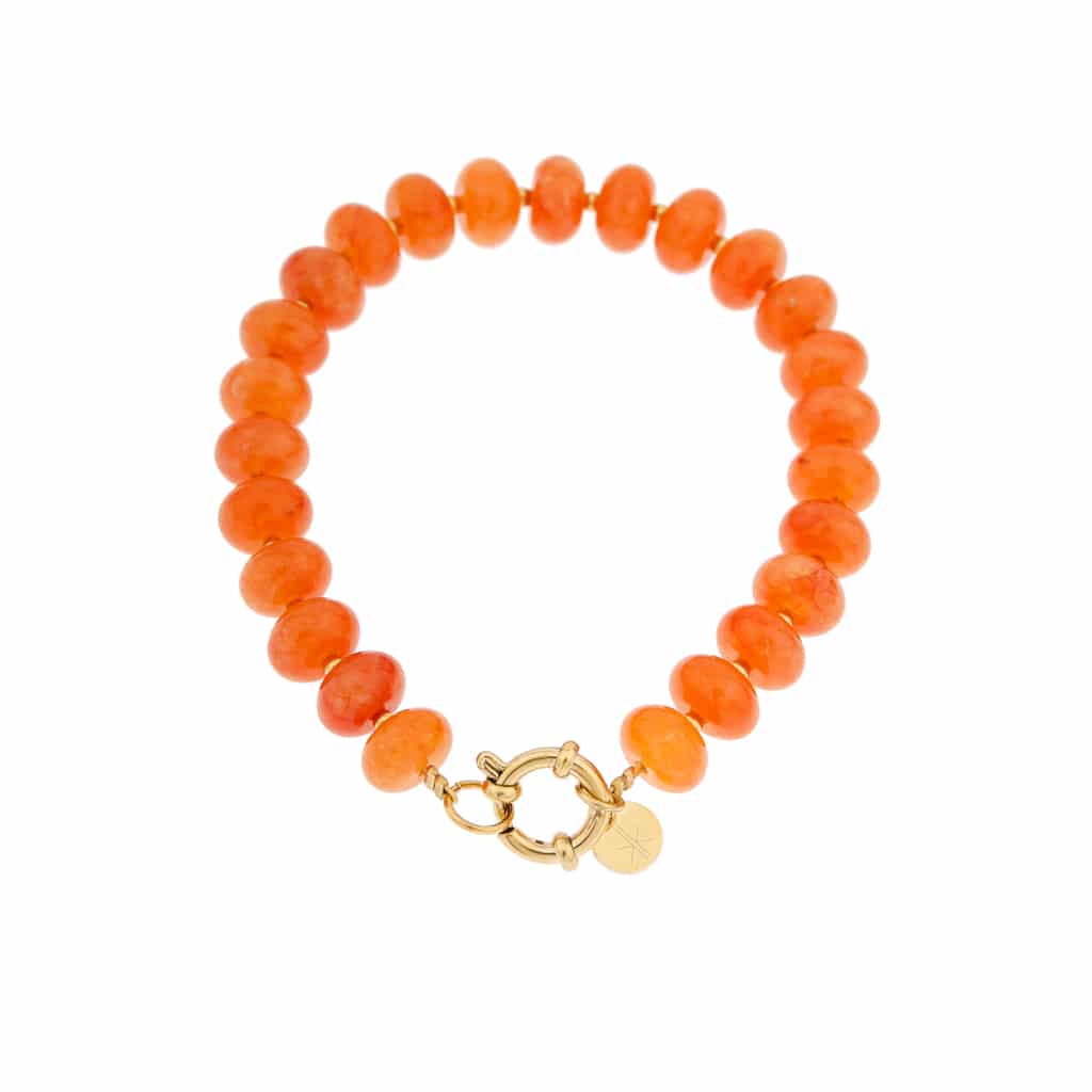 Orange jade bracelet gold