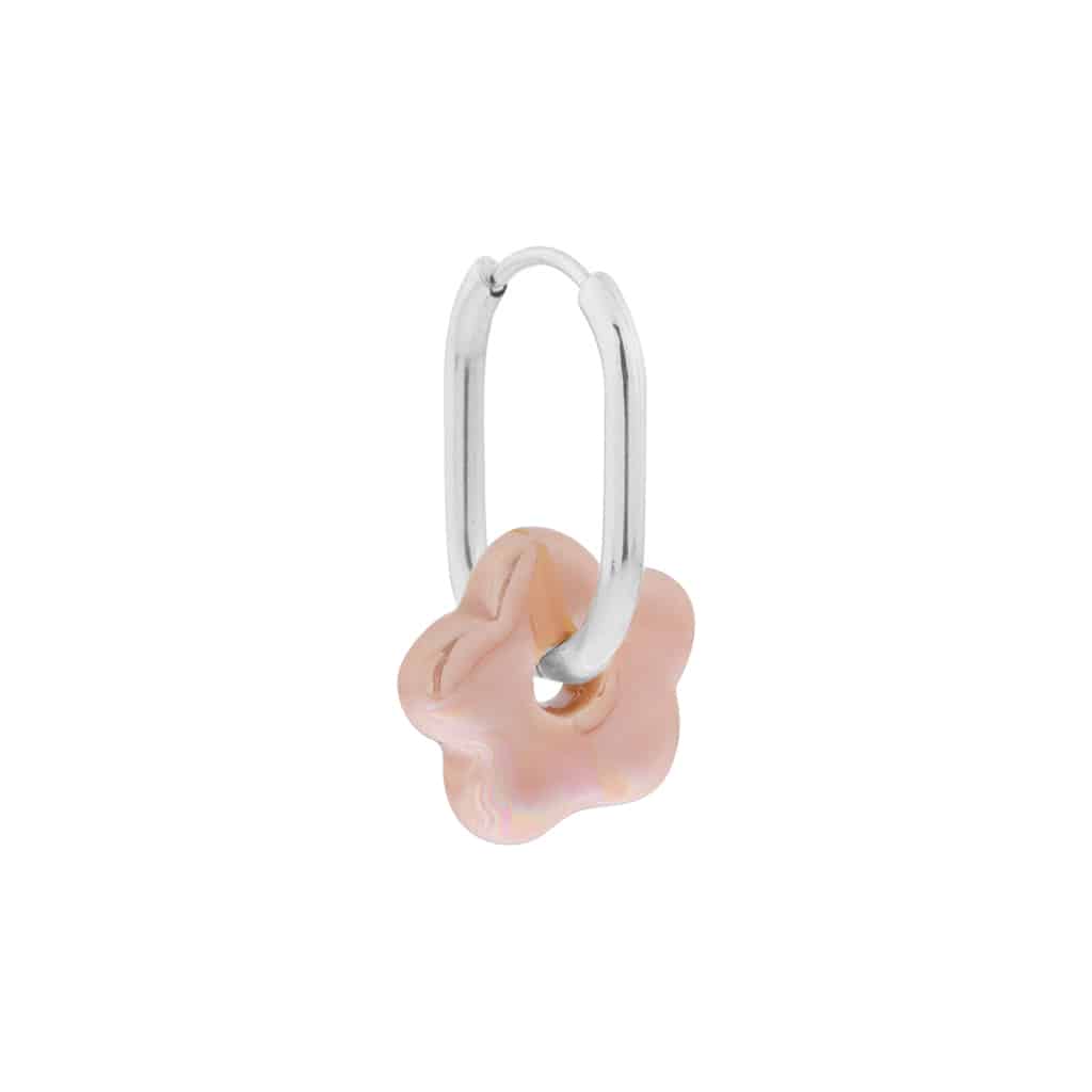 Oval flower hoop silver