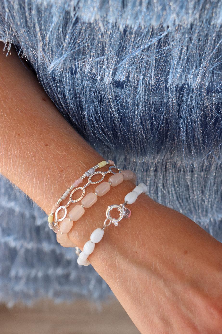 Oval line bracelet silver