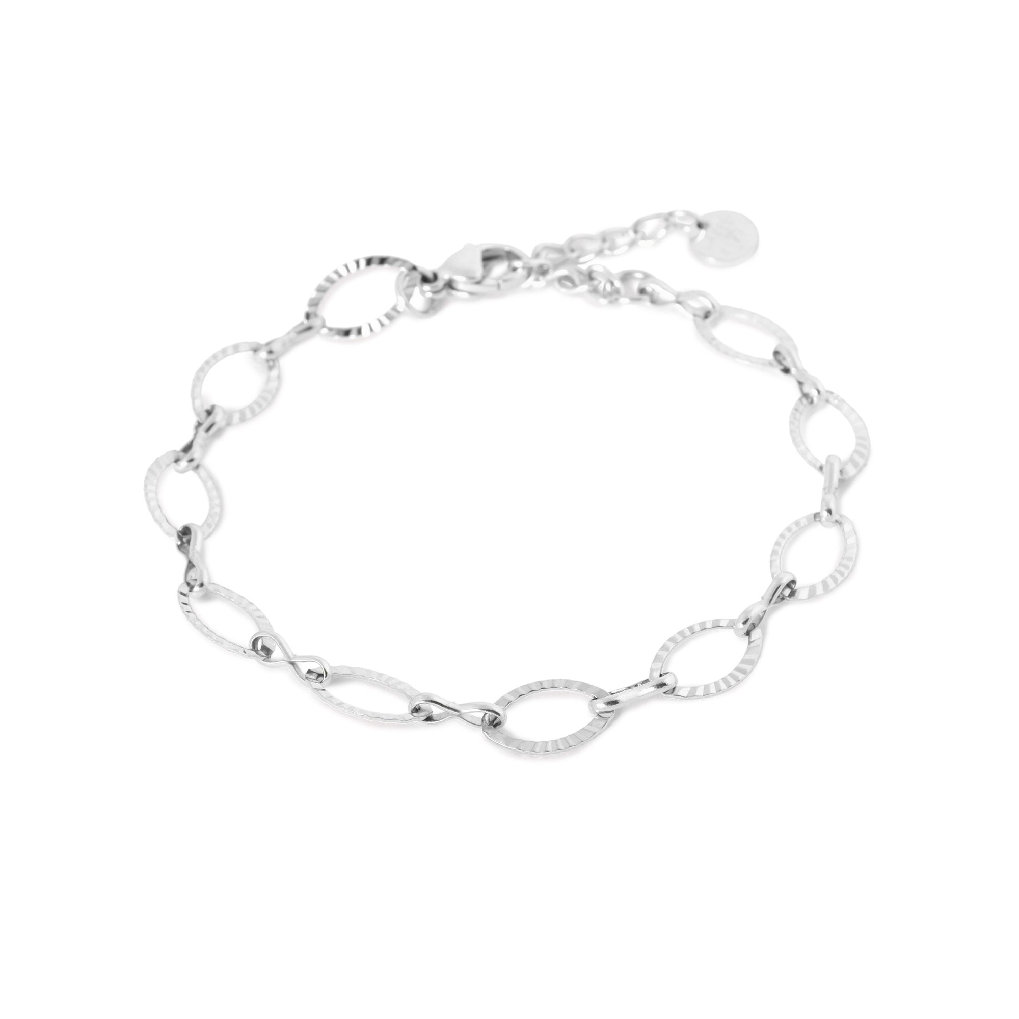 Oval line bracelet silver