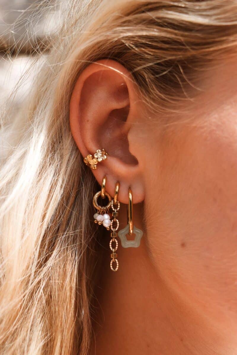 Oval Mint hoop gold
