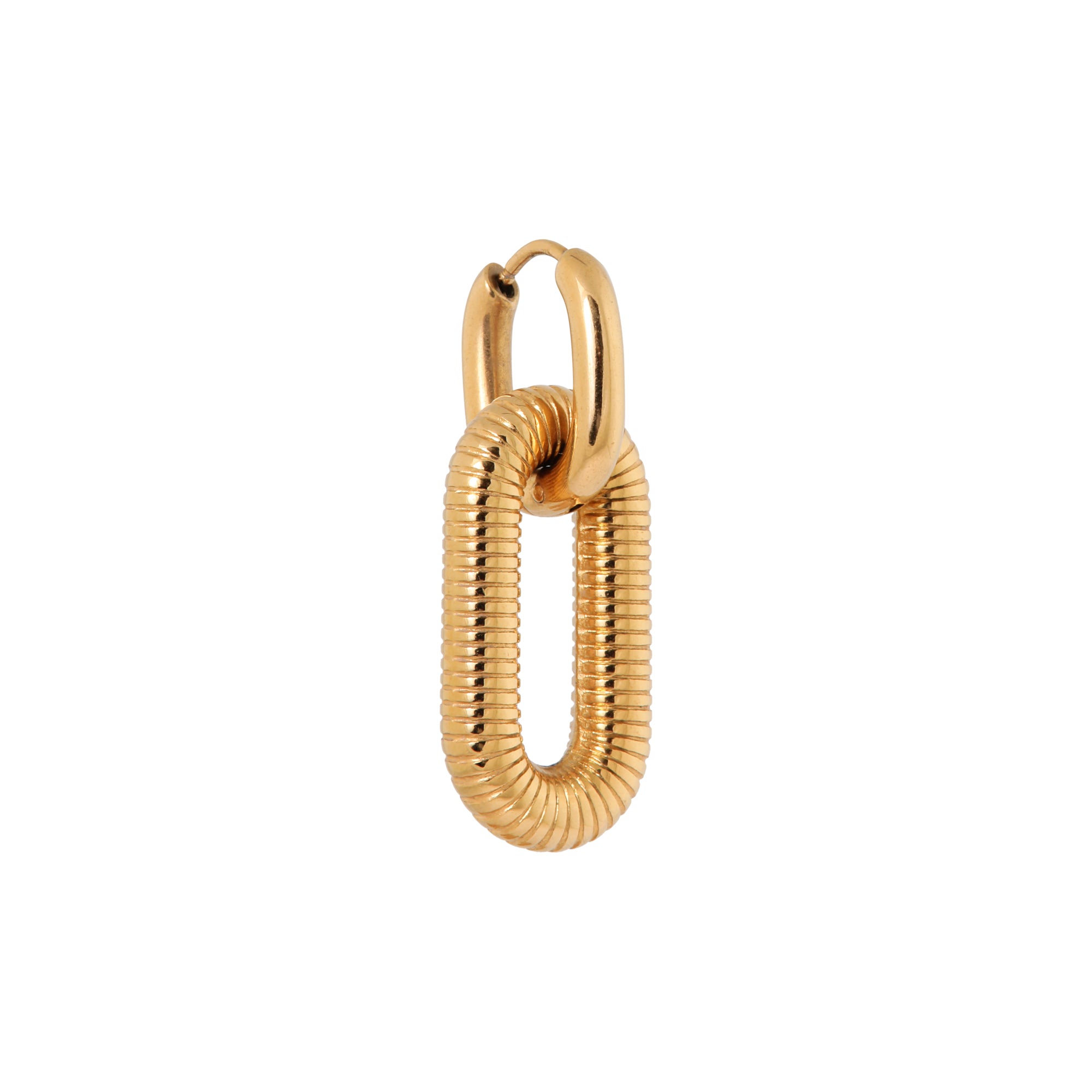 Oval stripe hoop gold