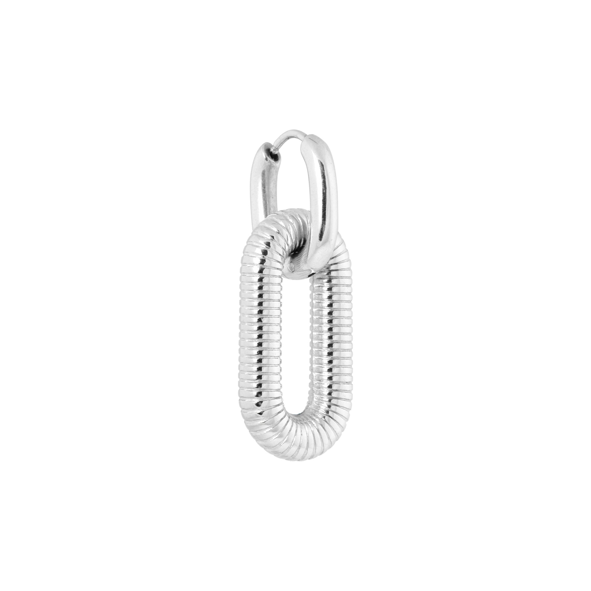 Oval stripe hoop silver