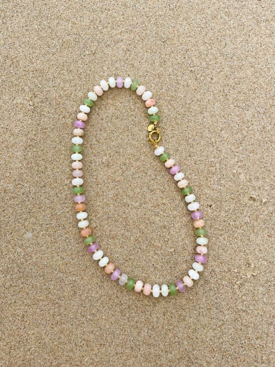 Pastel jade necklace gold
