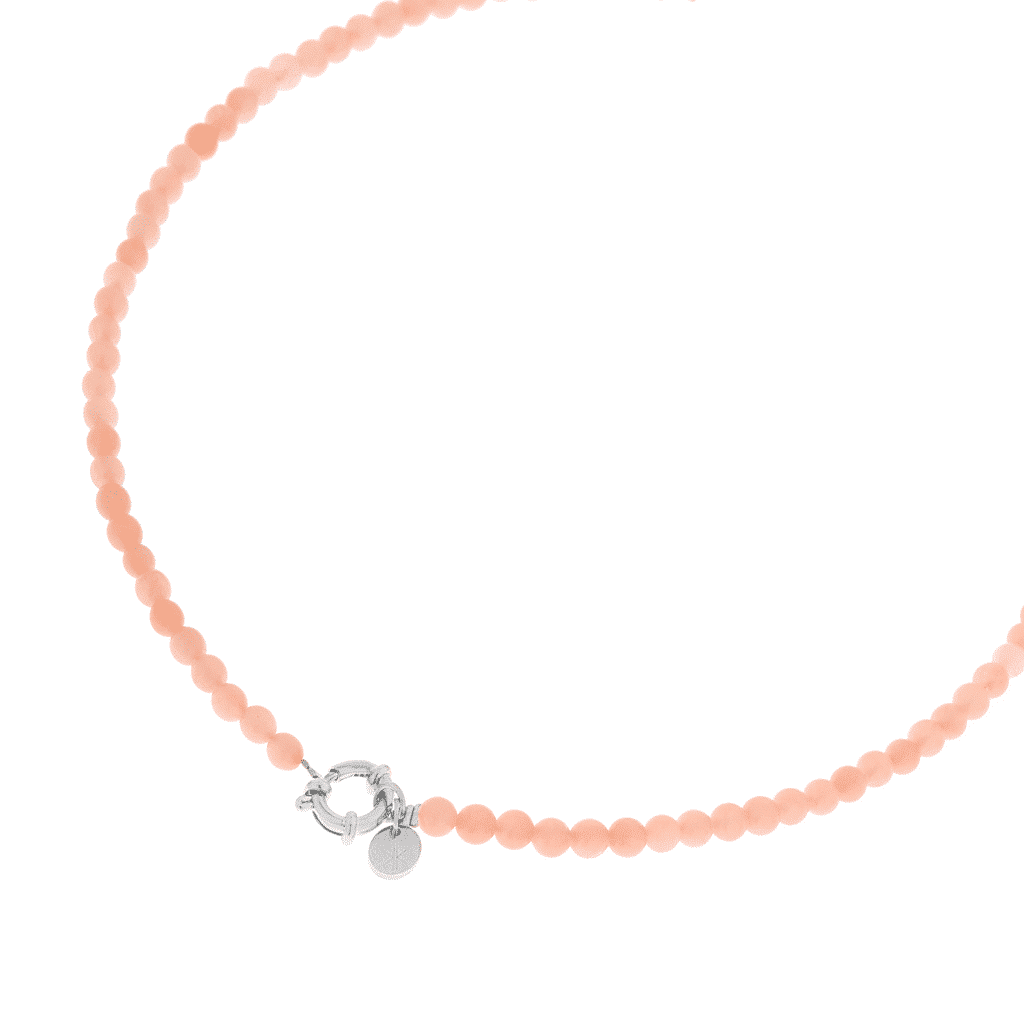 Pastel pink beads necklace silver