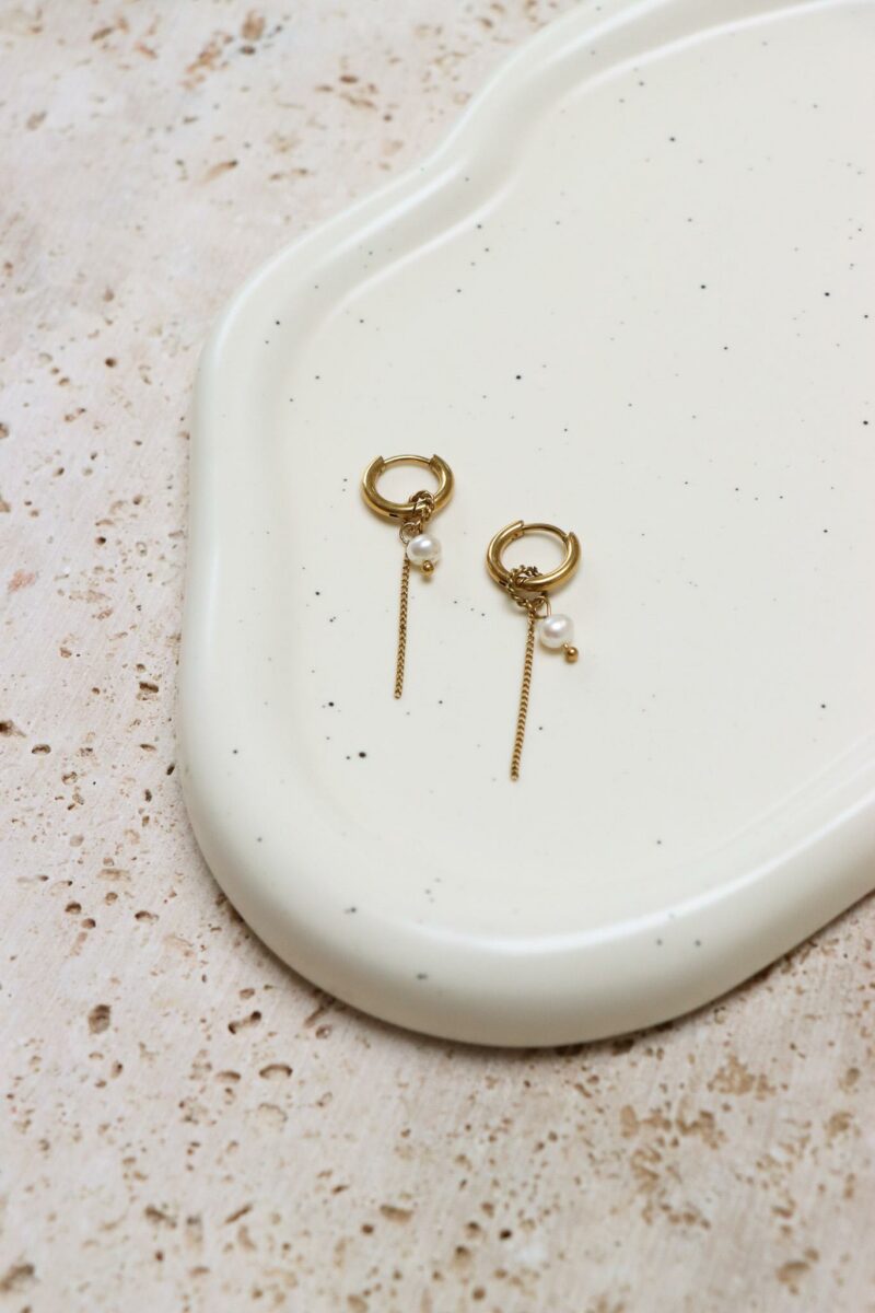 Pearl chain hoop gold