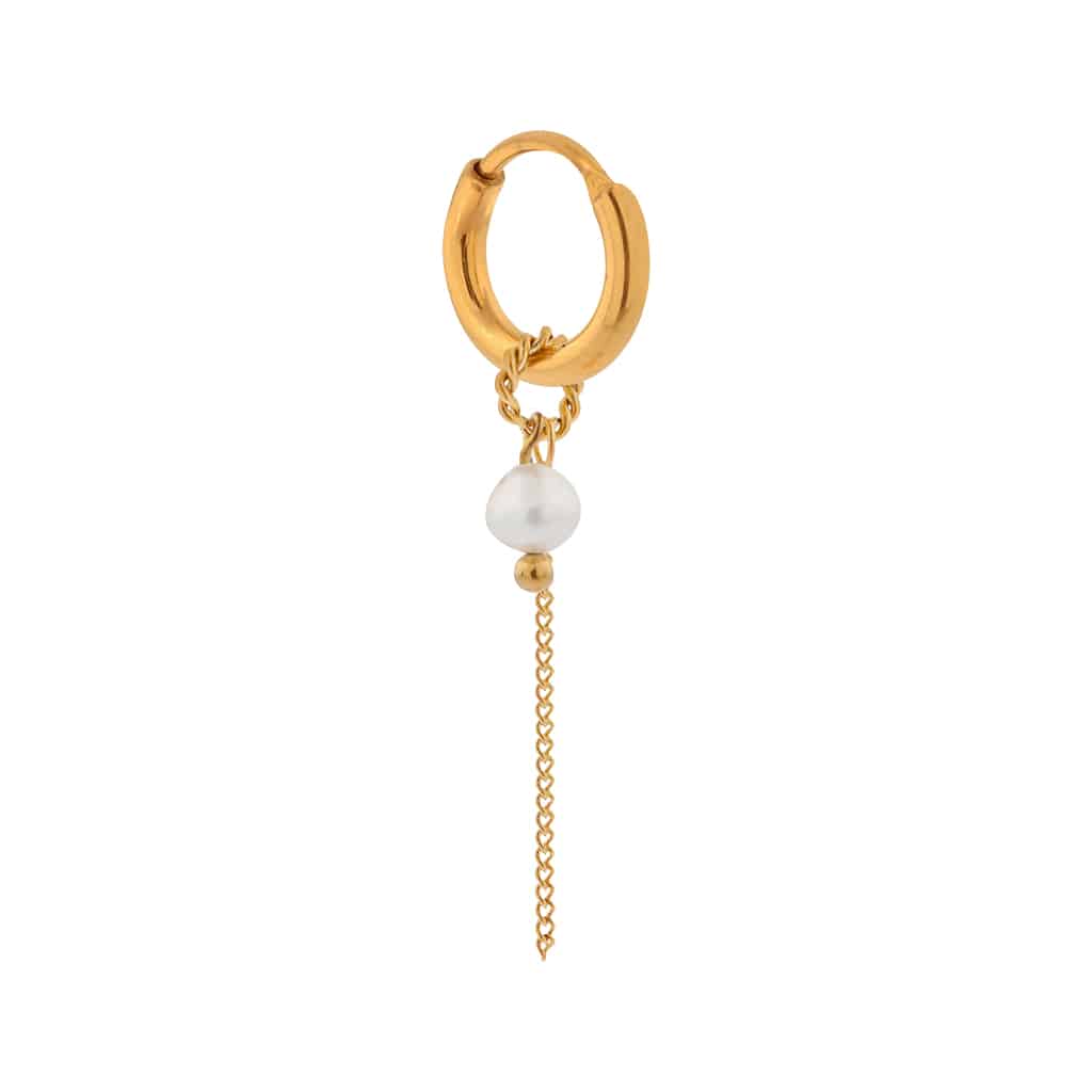 Pearl chain hoop gold