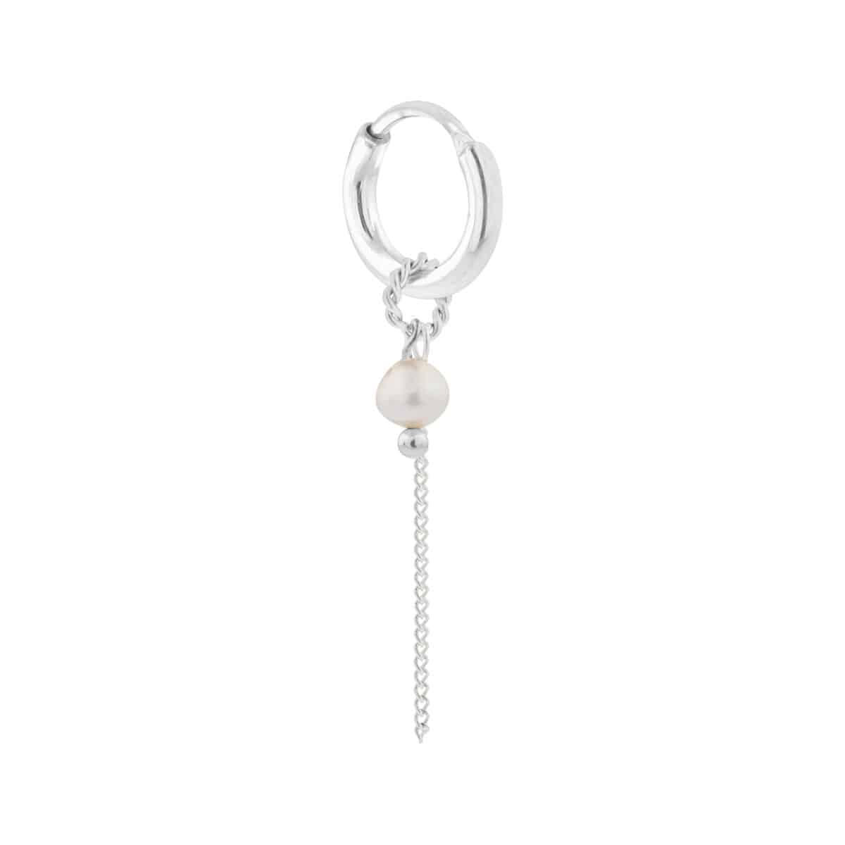 Pearl chain hoop silver