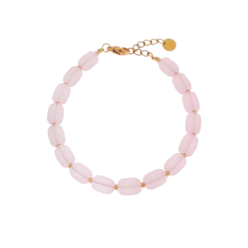 Pink beads bracelet gold
