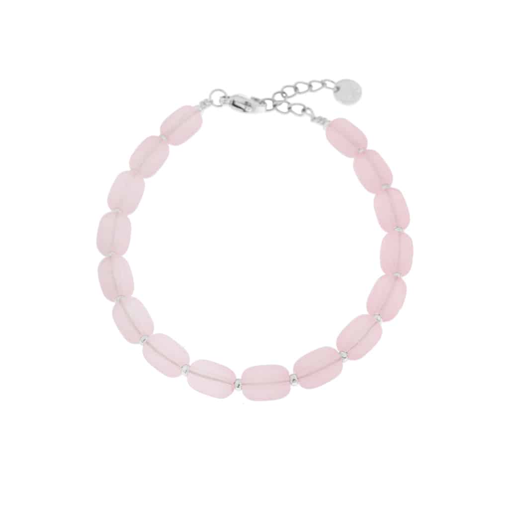 Pink beads bracelet silver