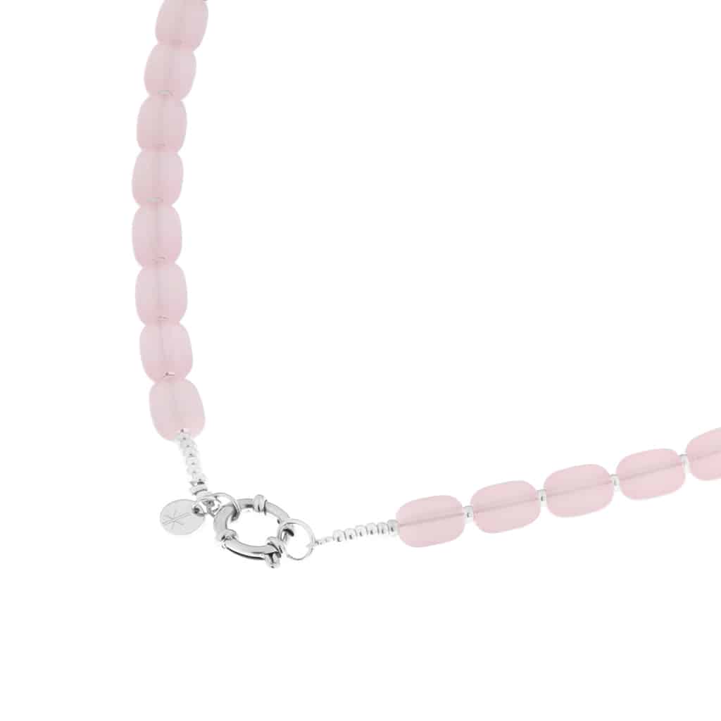 Pink beads necklace silver