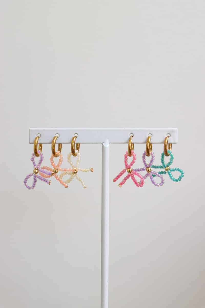 Pink bow hoop gold