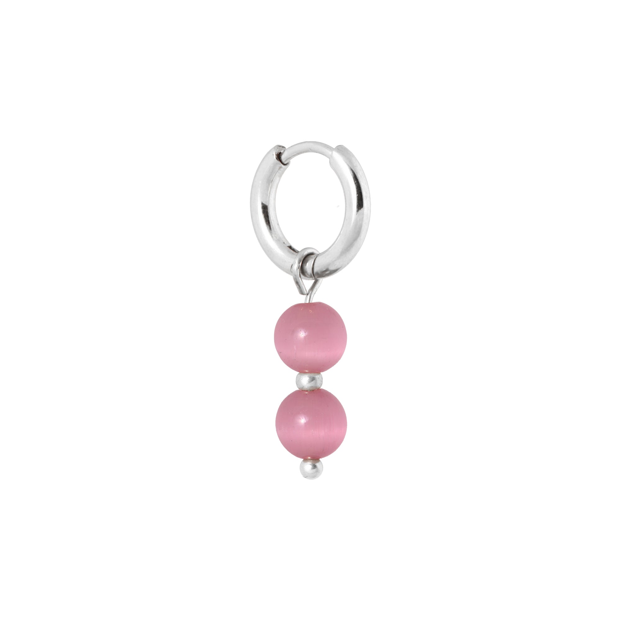 Pink cat eye hoop silver