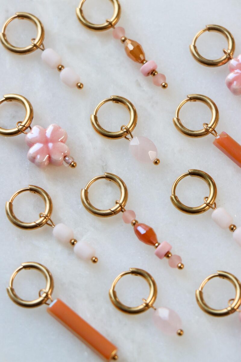 Pink clover hoop gold