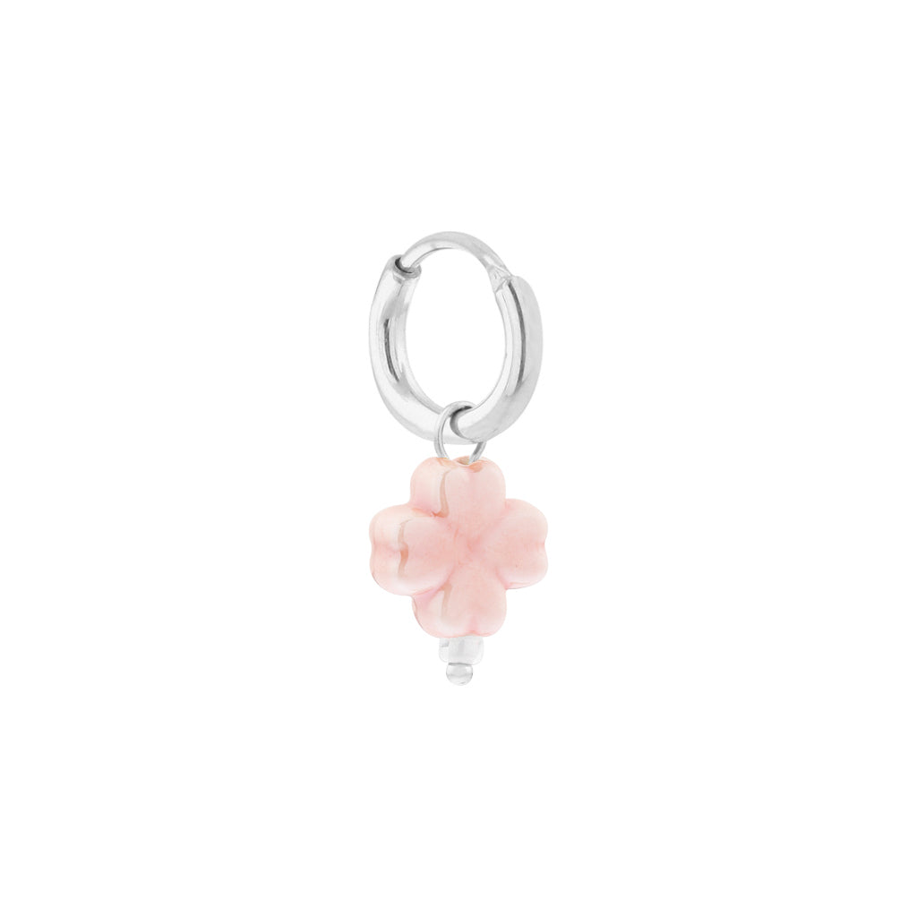 Pink clover hoop silver
