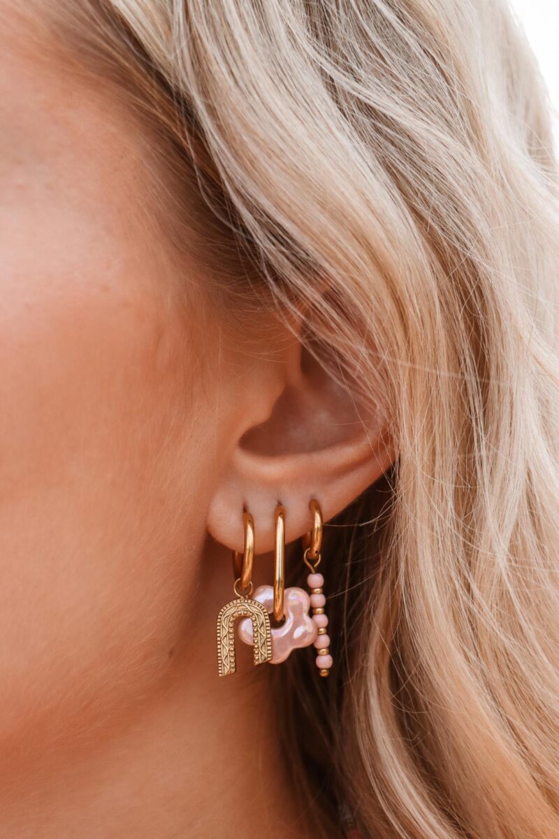 Pink dottie hoop gold