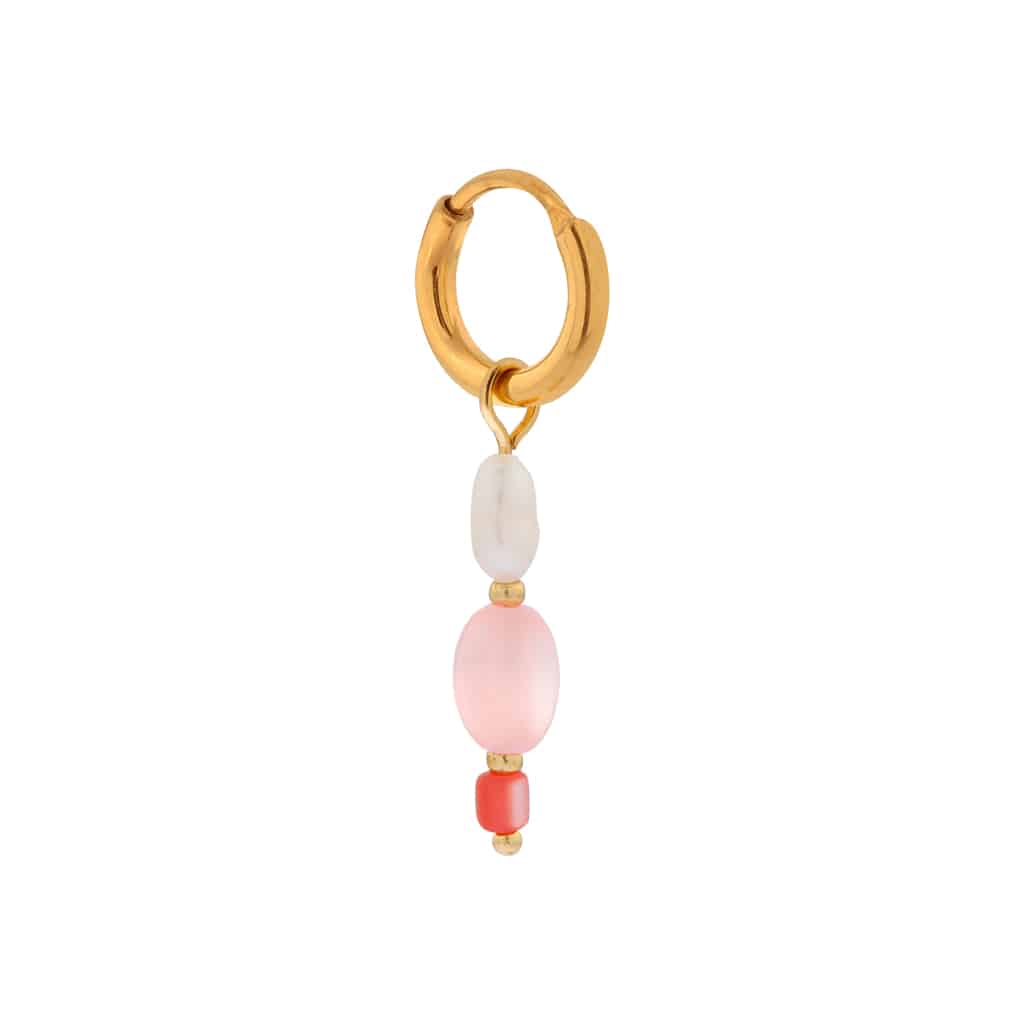 Pink drop hoop gold
