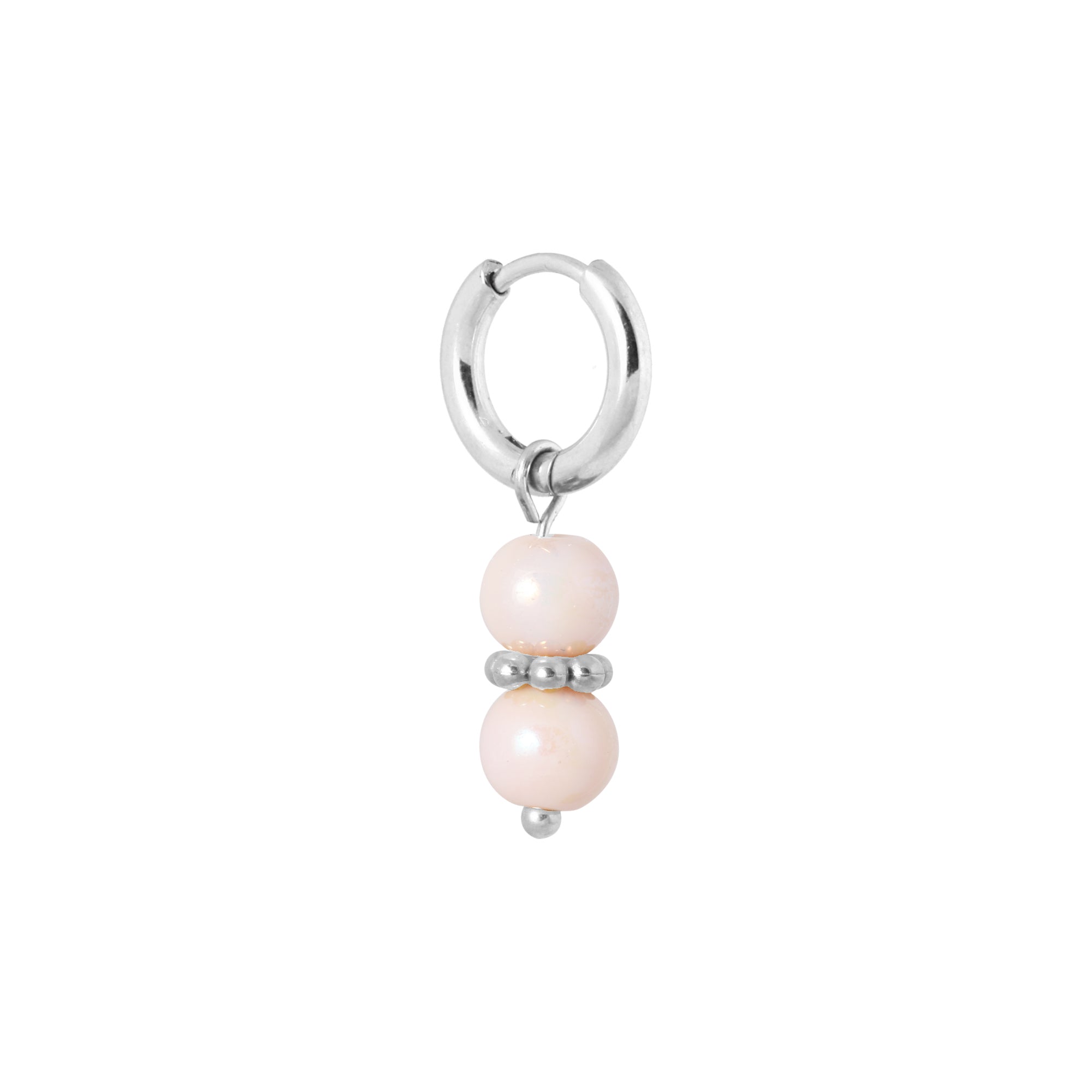 Pink feather hoop silver