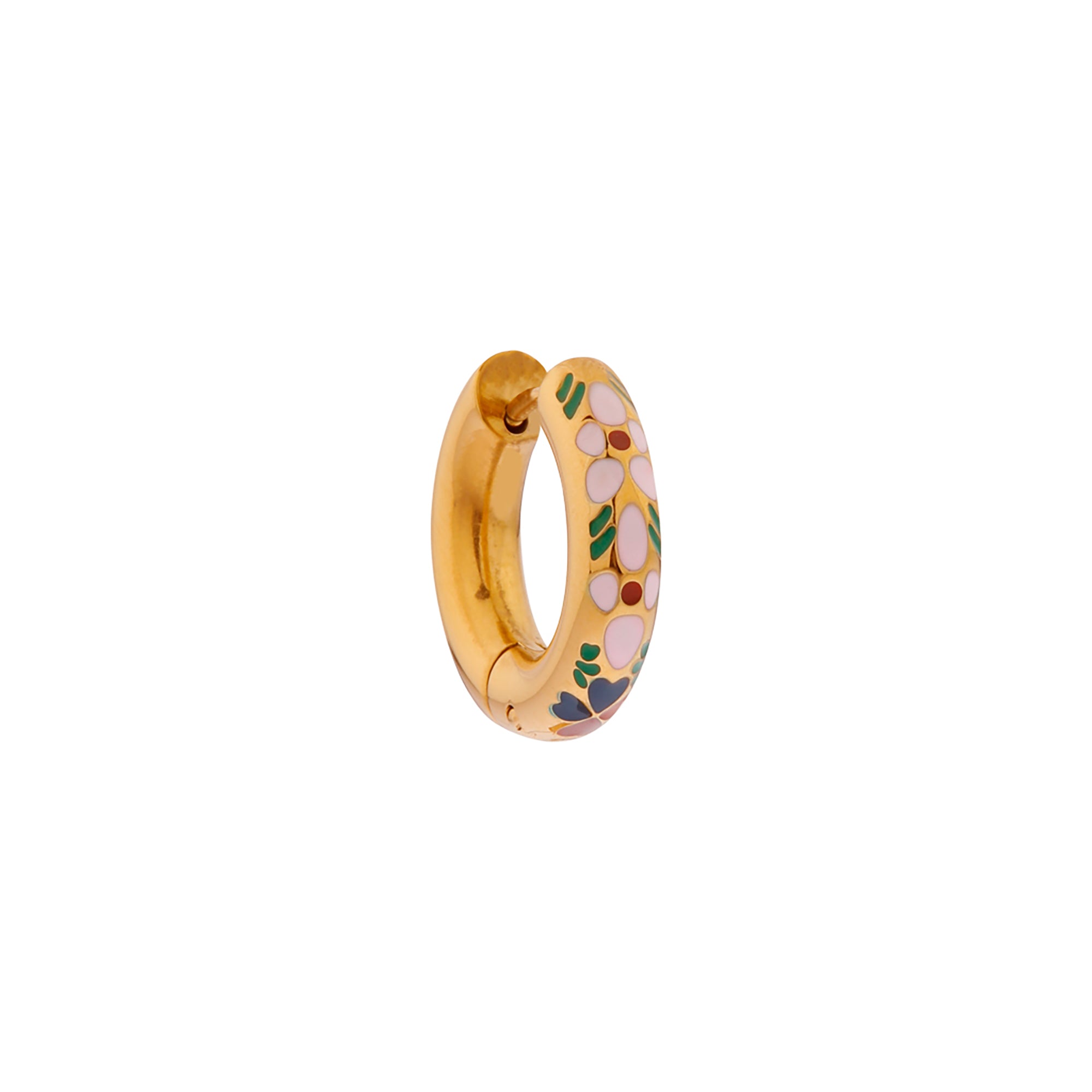 Pink flower hoop gold