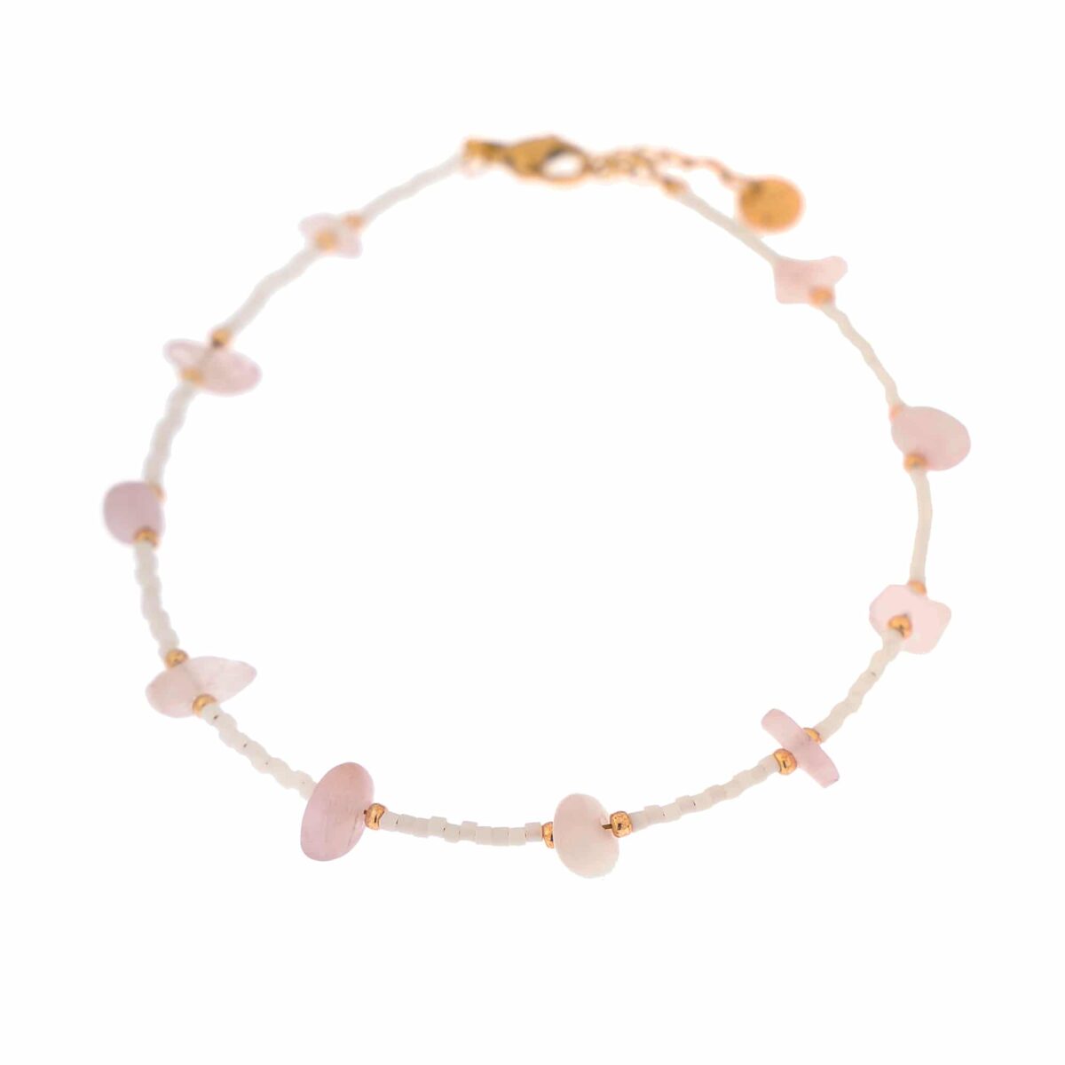 Pink kunzite anklet gold