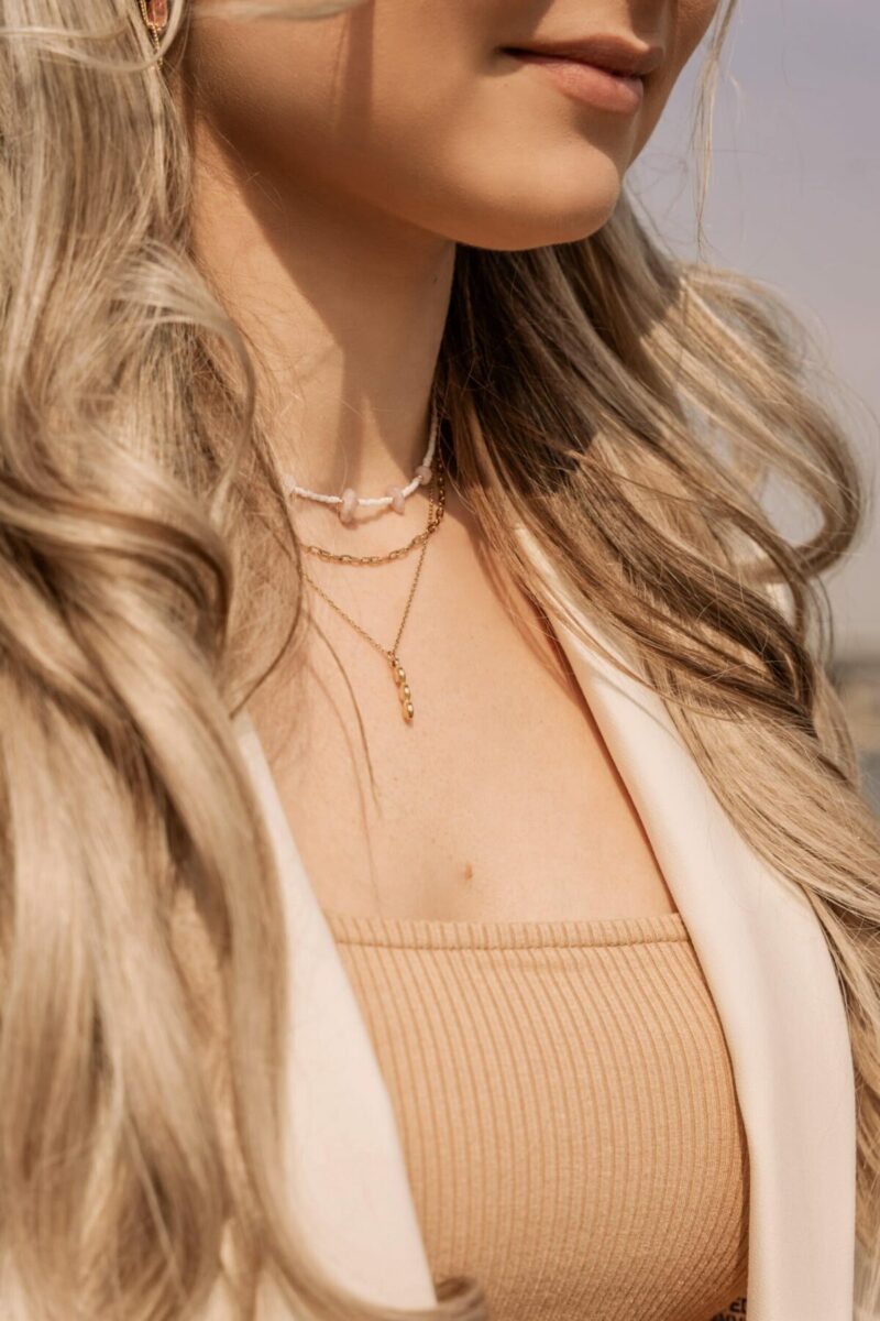 Pink kunzite choker gold