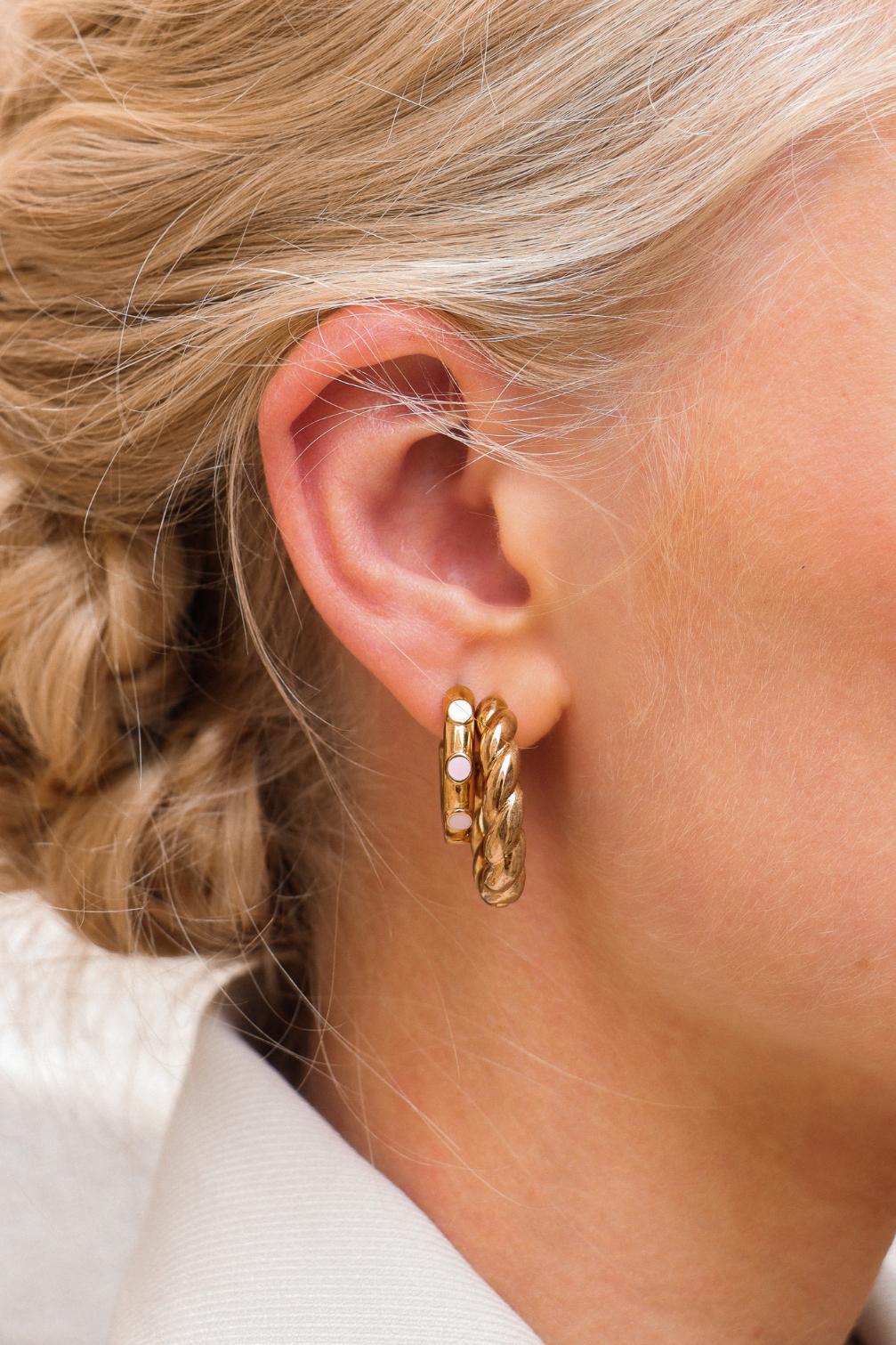 Pink loop hoop gold