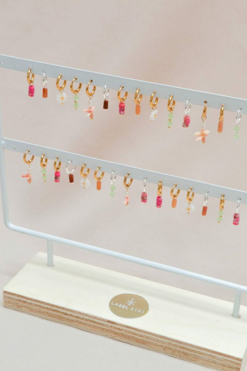 Pink marble hoop gold