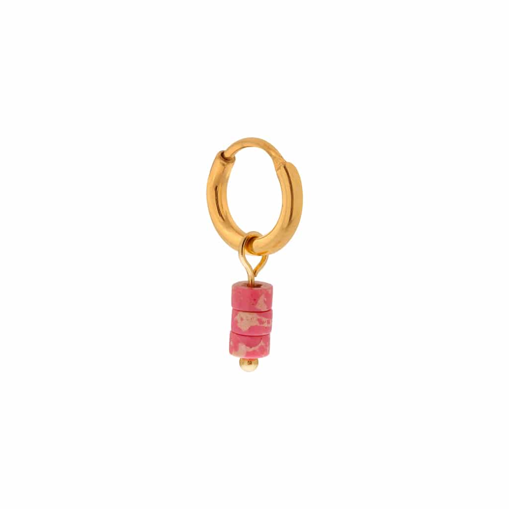 Pink marble hoop gold