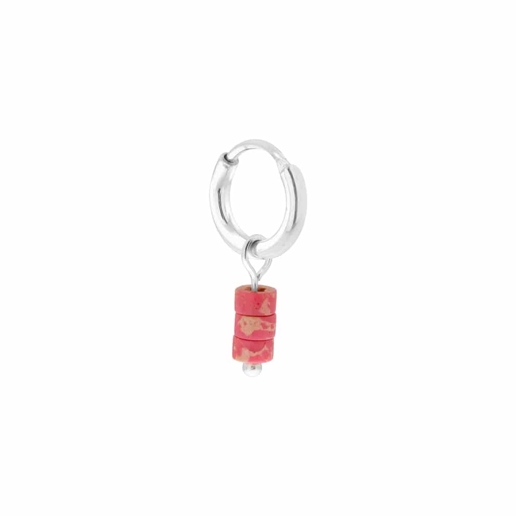 Pink marble hoop silver