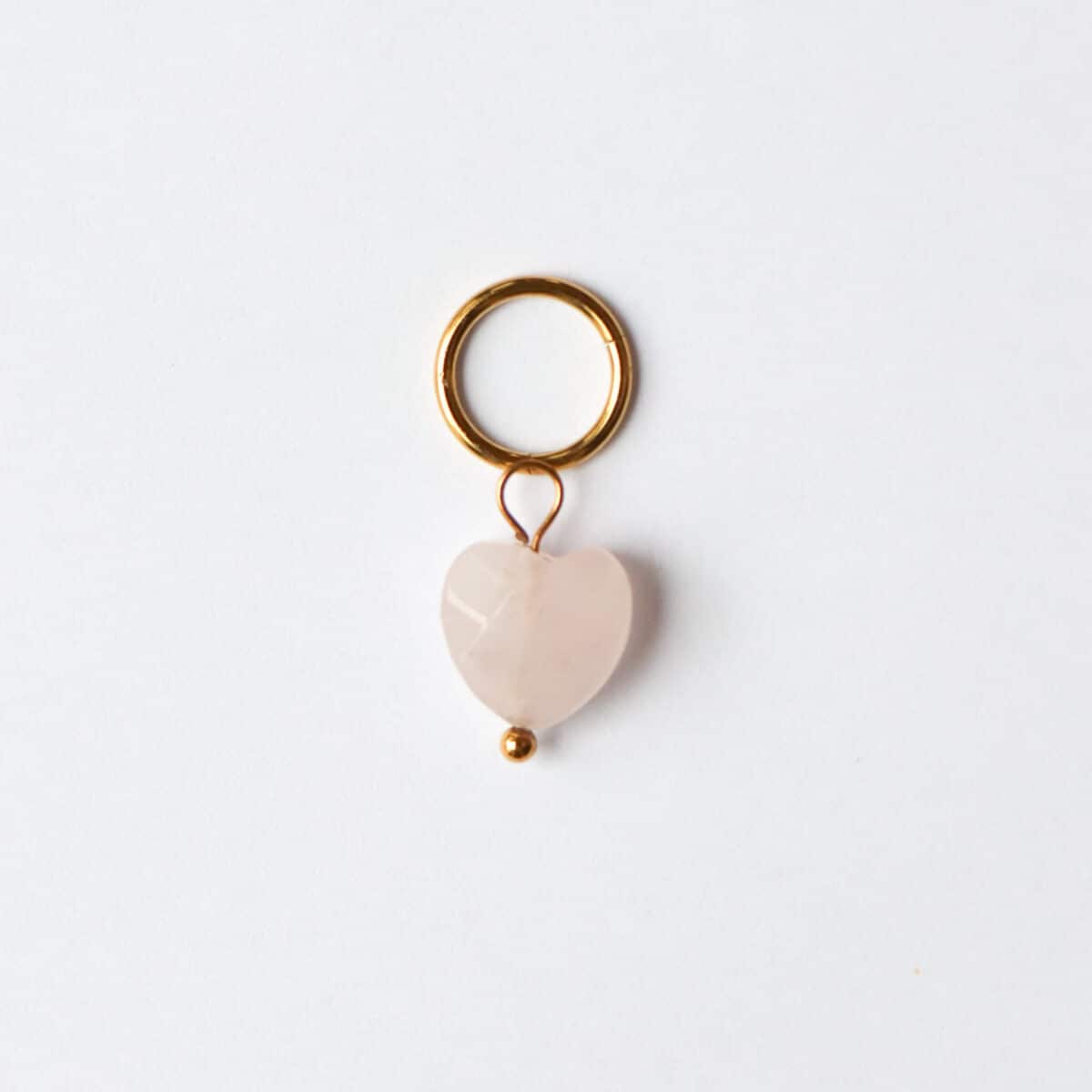Pink quartz heart charm gold