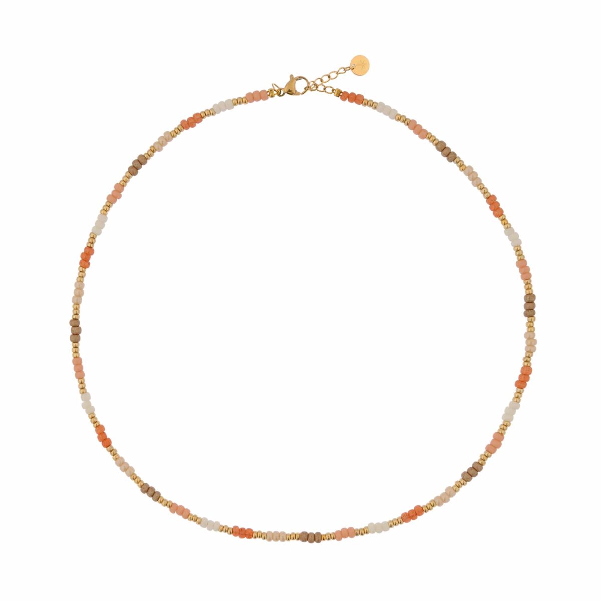 Pink rainbow choker gold
