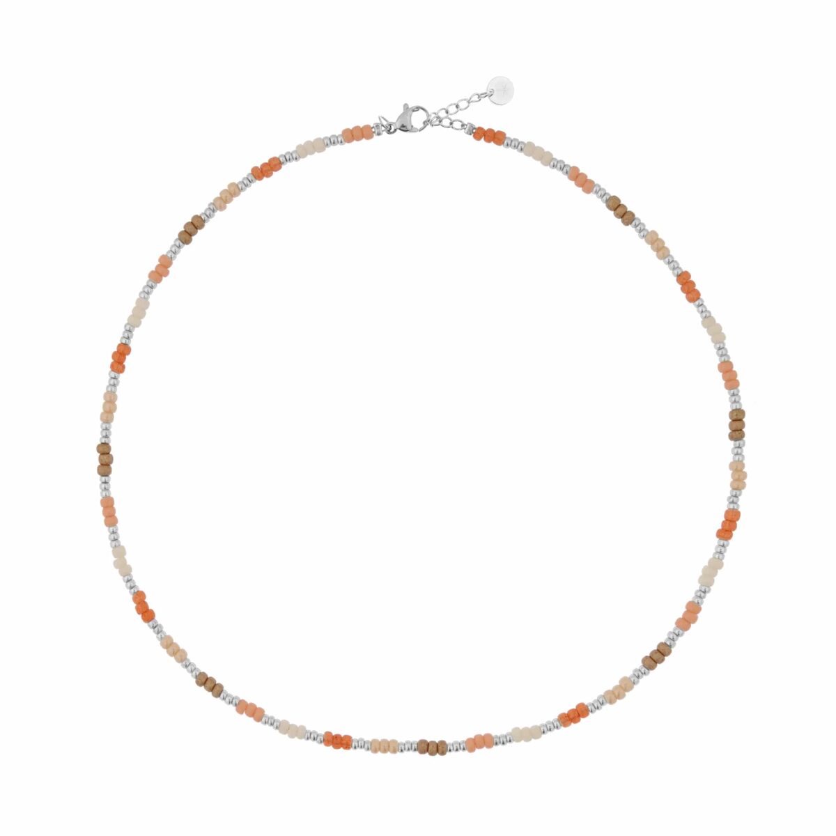 Pink rainbow choker silver