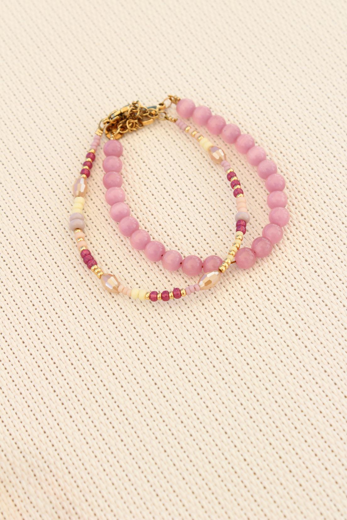 Pink snake bracelet gold